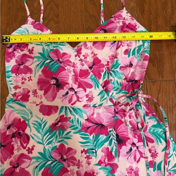 J.Crew  pink and green floral print cotton wrap midi dress size 2 - Picture 2 of 6